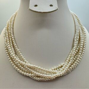 Napier 6-Strand Faux Pearl Necklace Gold-Tone Adjustable Extender